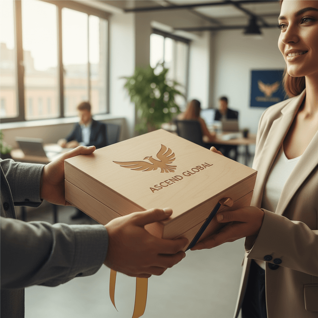 Professional engraved gift box for corporate branding