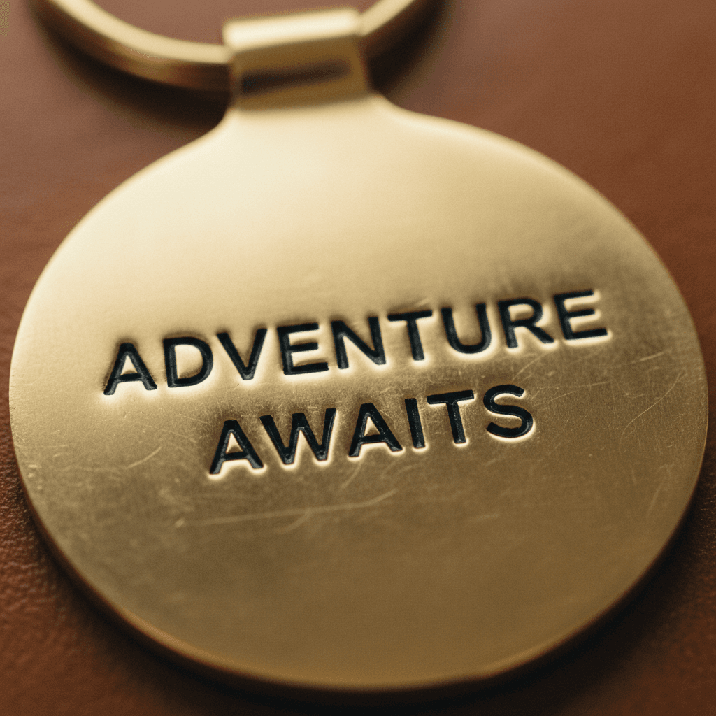 Detailed engraving on personalized brass keychain