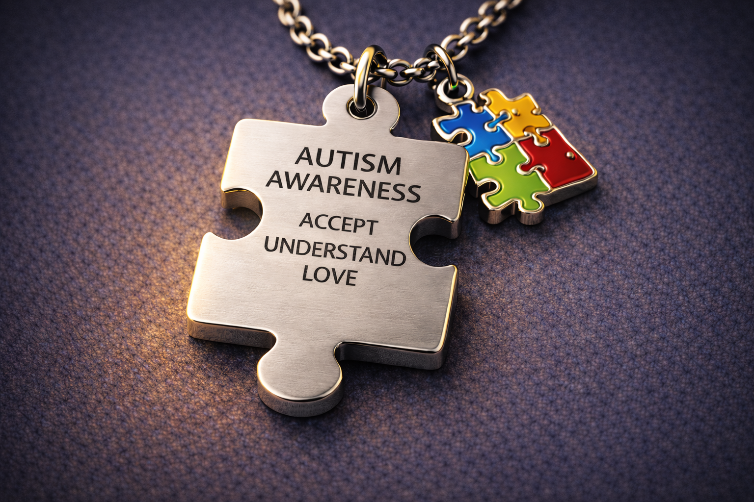 Autism awareness puzzle piece pendant